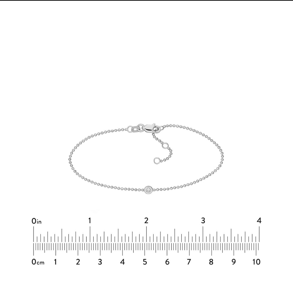 Exquisite 14k Gold Bracelet with Beaded Chain and 0.03ct Diamond