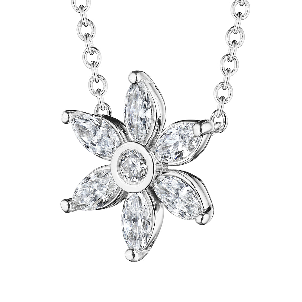 Verragio 18k White Gold Diamond Flower Marquise Pendant with 0.45 Carats