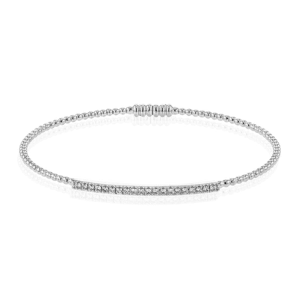 Simon G. Stunning 18k Gold Beaded Bangle Adorned with Sparkling Diamonds