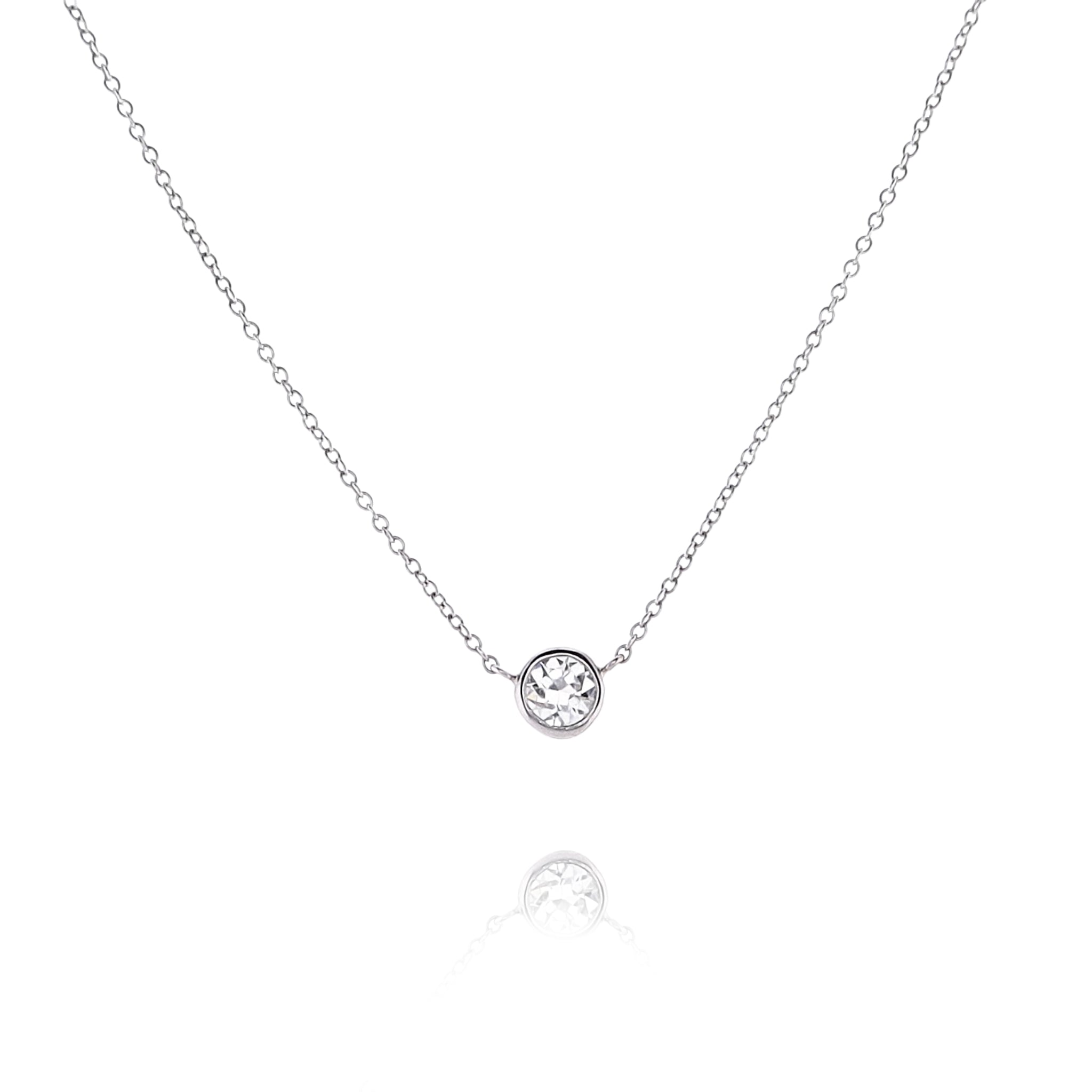 Exquisite Estate 14 Karat White Gold Solitaire Bezel-Set Diamond Pendant Necklace for Jewelry Lovers