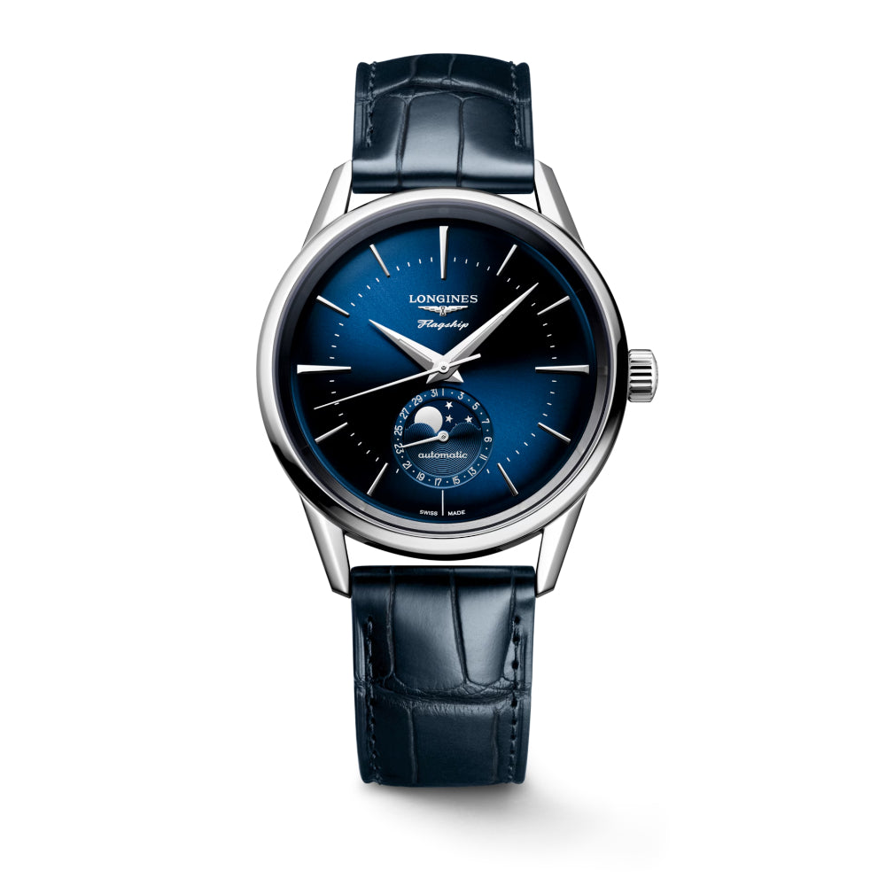 Longines Flagship Heritage Automatic Moonphase Watch with 38.5mm Stainless Steel Case