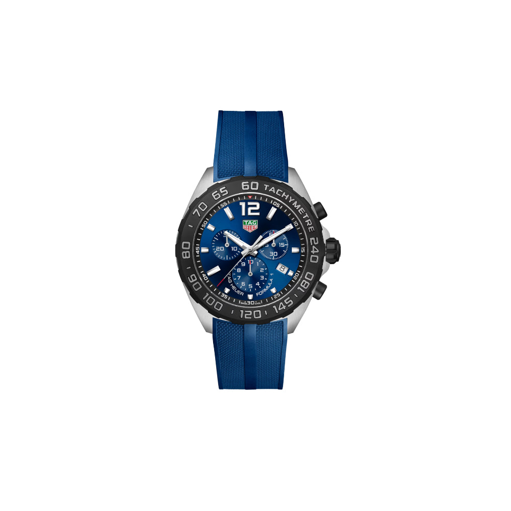 TAG Heuer Formula 1 43mm Blue Rubber Strap Chronograph Sports Watch
