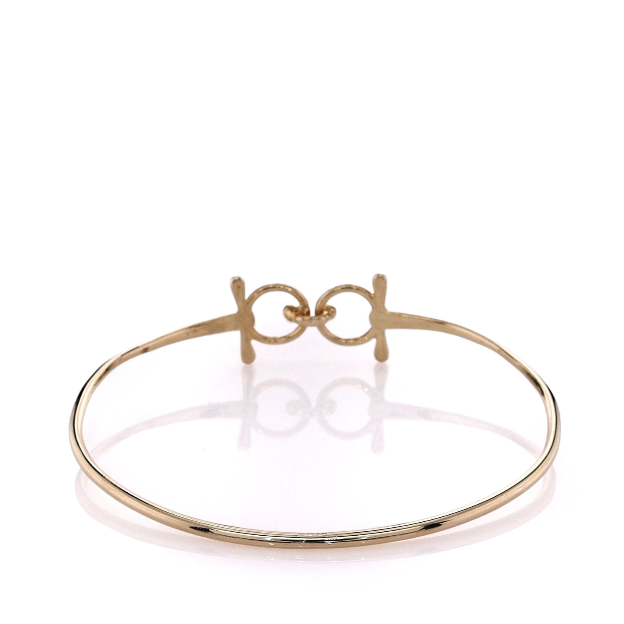 14k Yellow Gold High - Polished Horse Bit Top Wire Bangle Bracelet