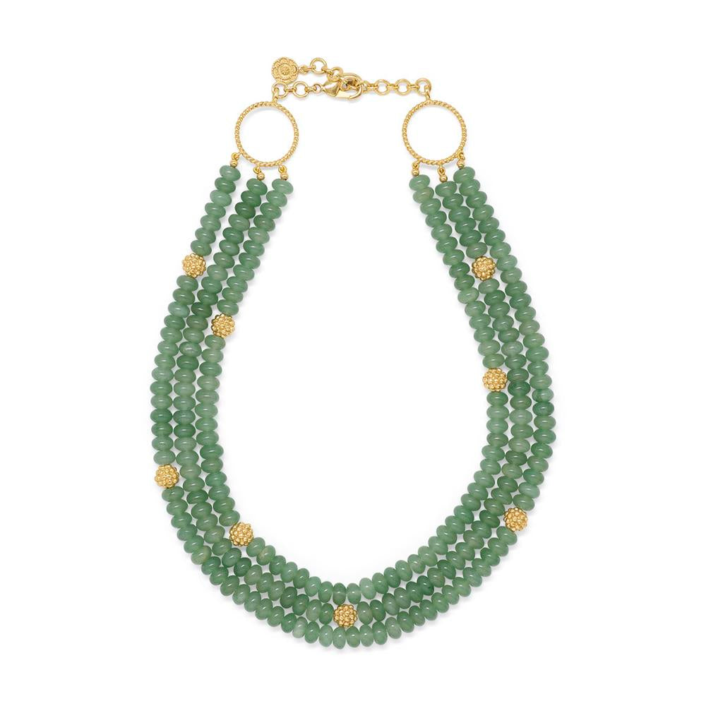 Capucine De Wulf Jewel-Toned Triple Strand Necklace with Golden Berries