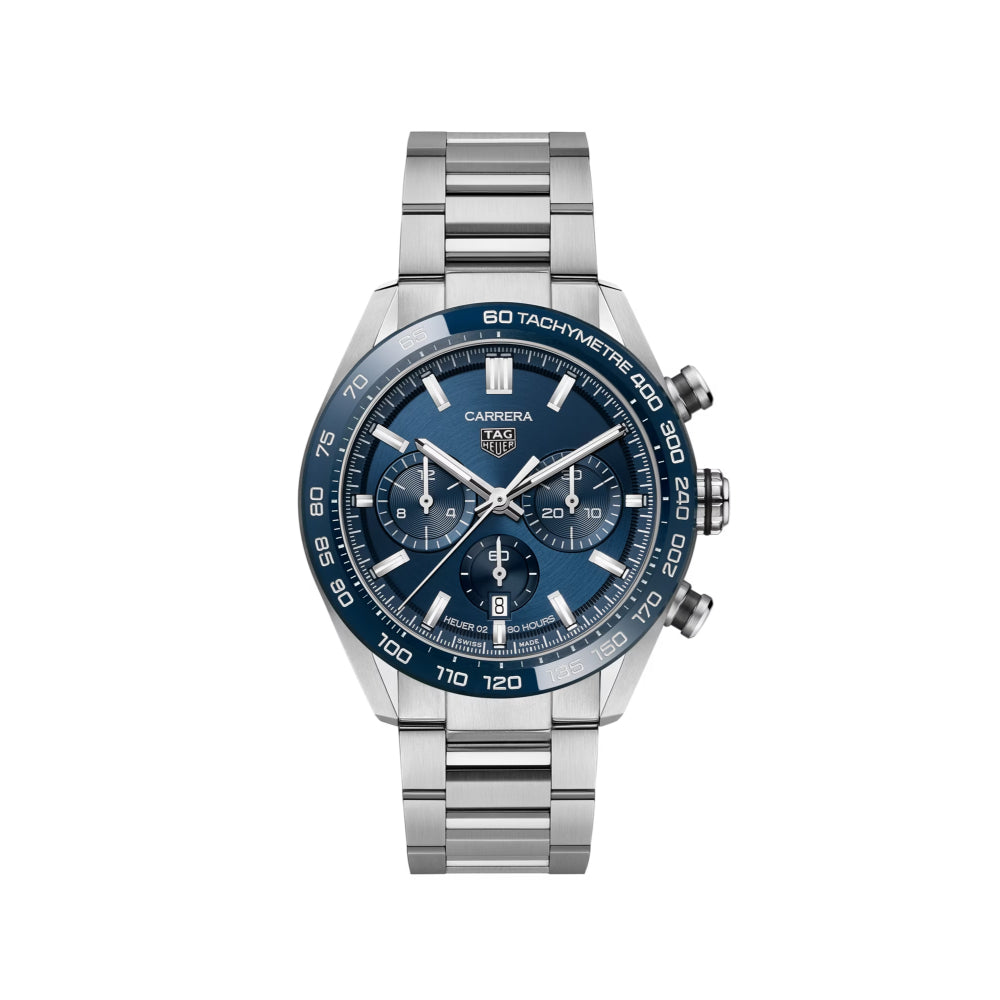 44mm Steel & Ceramic Tag Heuer Carrera Automatic Chronograph with Blue Dial