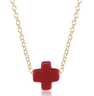 Enewton Signature Gold 14kt Gold-Filled 14-Inch E-Girl Necklace with Red Cross for Kids and Tweens