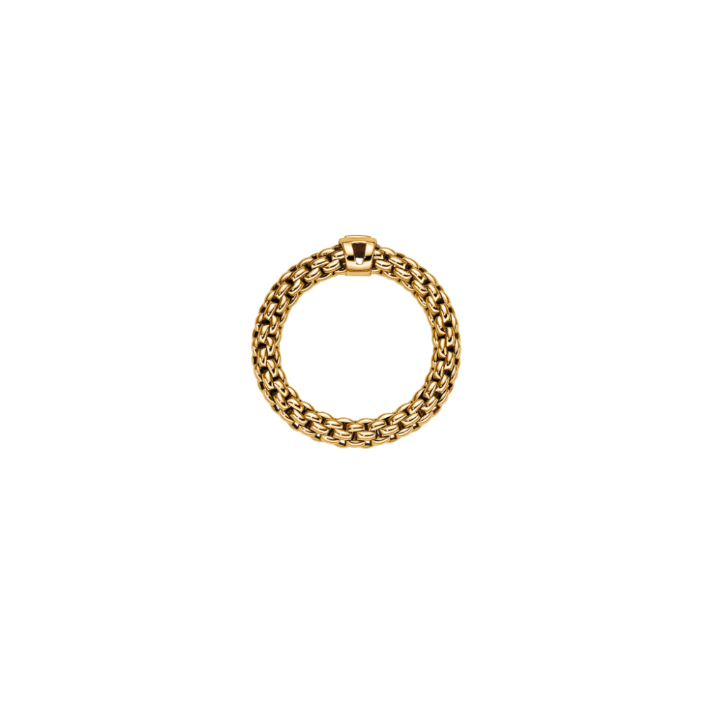Fope Souls Collection 18k Gold Flexible 'Flex'it Ring Adorned with a Single White Diamond