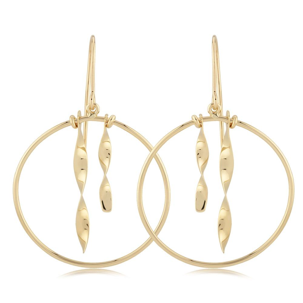 14k Gold Framed Dangle and Twisted Design Earrings for Women