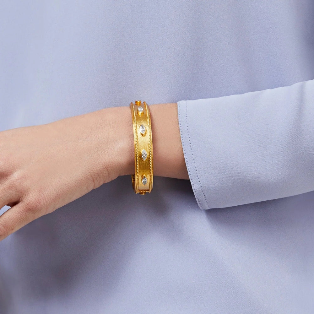Julie Vos Shimmering Monaco Cubic Zirconia Hinged Gold Bangle