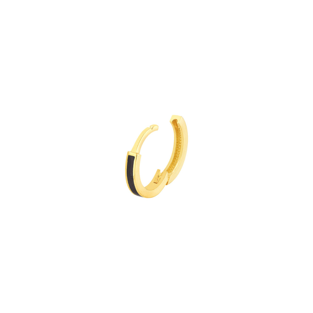 Gorgeous 14k Gold Black Enamel Tiny Hoop Earrings for Babies
