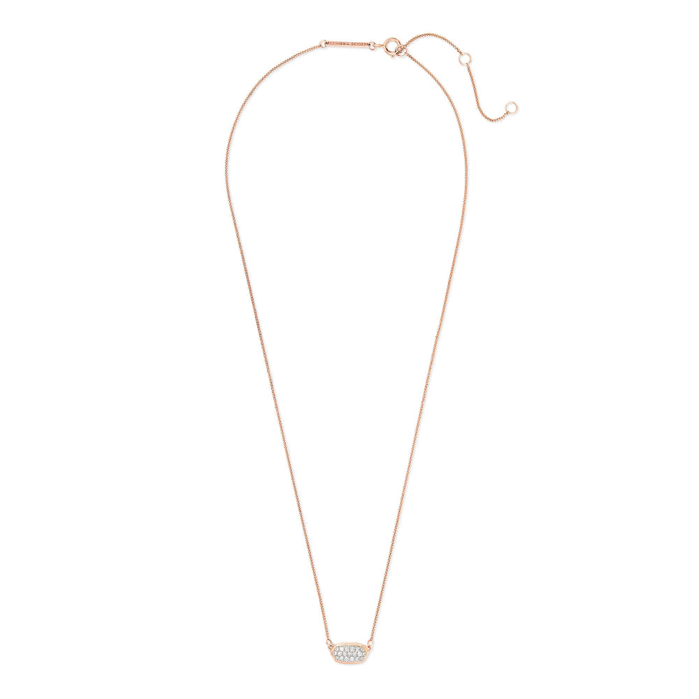 Kendra Scott 14k Rose Gold Pave White Diamond Lisa Pendant Necklace