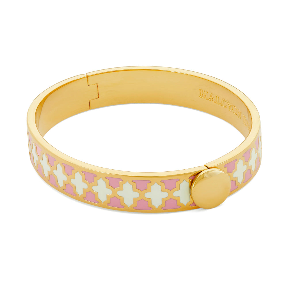 Halcyon Days Elegant 1cm Agama Gold Hinged Enamel Bangle for Women - A Timeless Jewelry Piece