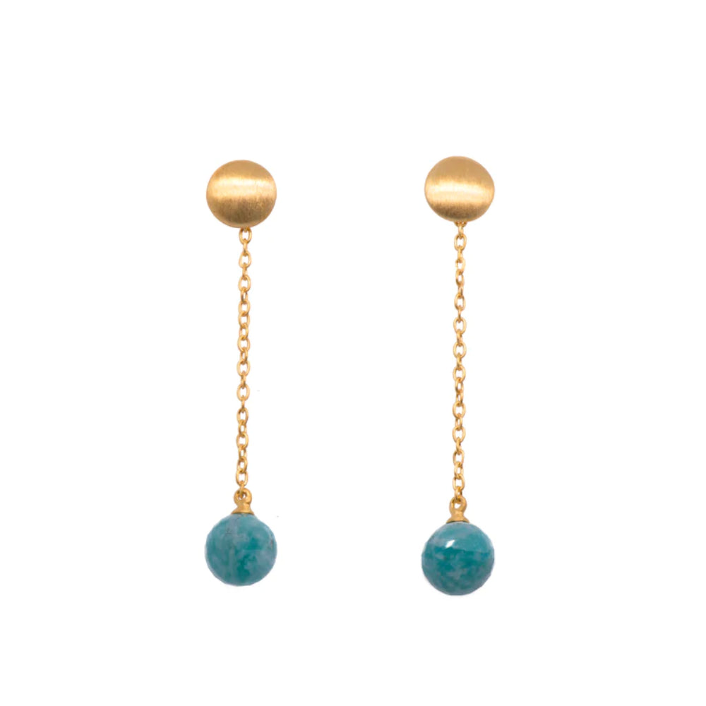 Gorgeous Joyla Brand Moon Chain Amazonite Gemstone Drop Earrings for Women