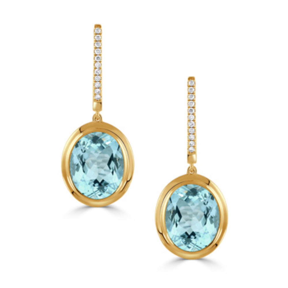 Exquisite 18k Gold Oval-shaped Sky Blue Topaz Drop-style Earrings for Women