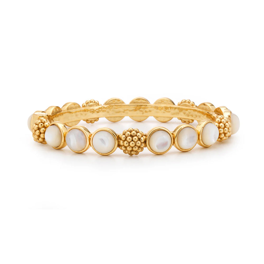 Elegant 18k Gold-Plated Mother of Pearl Capucine De Wulf Berry Hinged Bangle