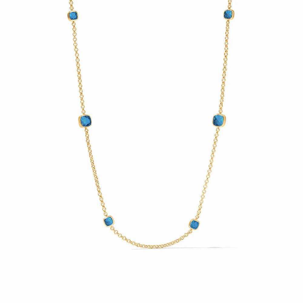 Julie Vos Aquitaine Station Necklace with Glittering Imported Glass Gems and 24K Gold Plate