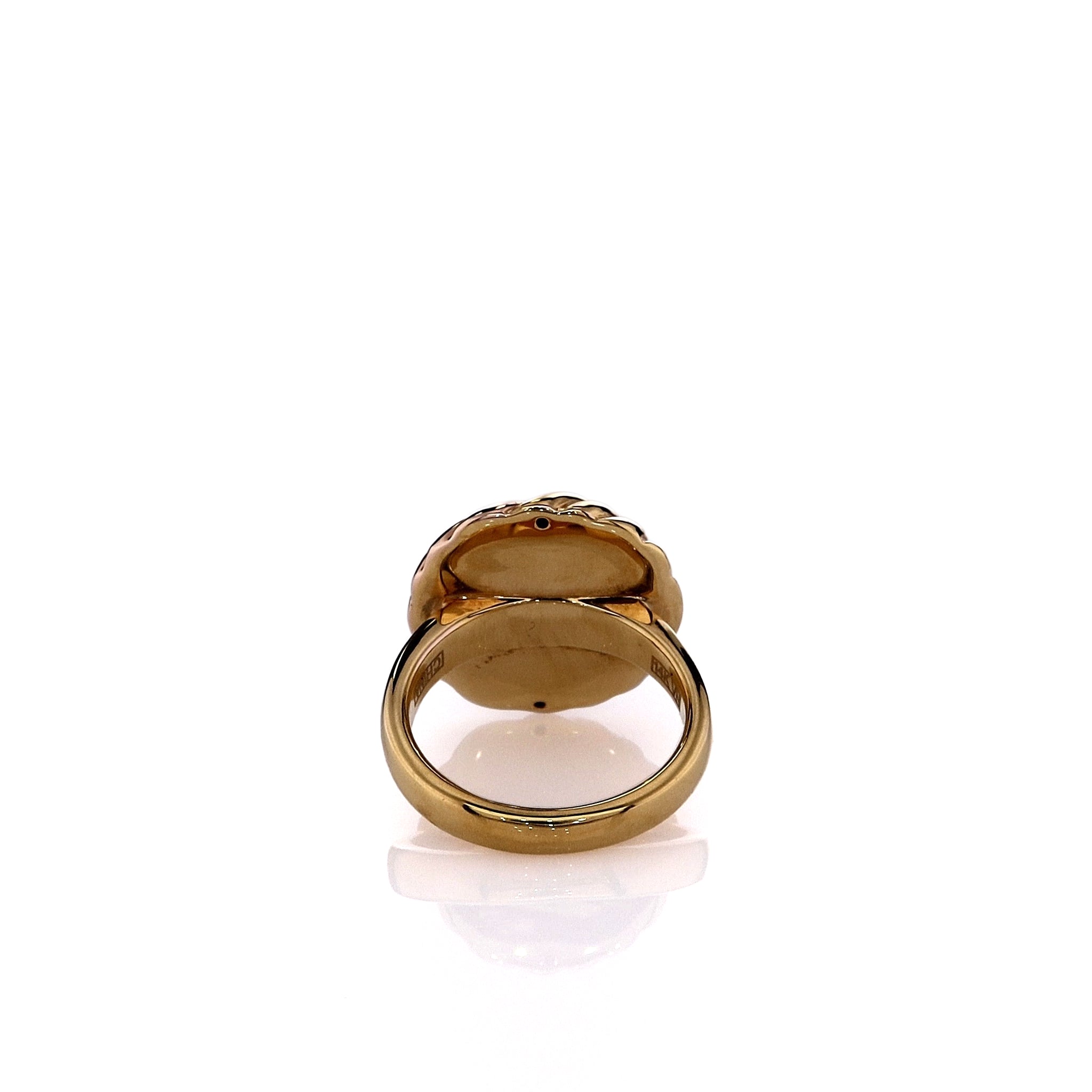 14k Estate Tri - Tone Ribbed Disc - Designed Engagement Ring for Women