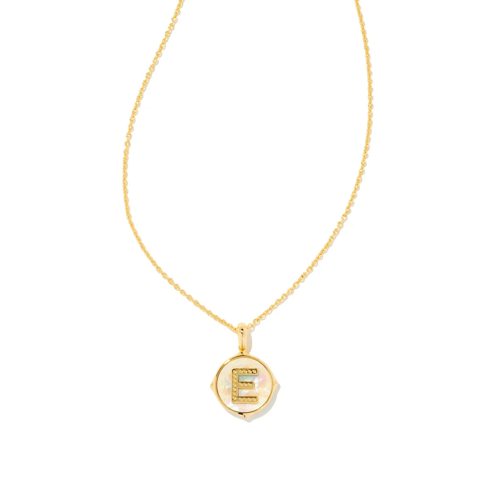 Kendra Scott Letter Gold Disc Reversible Pendant Necklace Crafted with Iridescent Abalone - A Stunning Jewelry Piece for Personalized Style