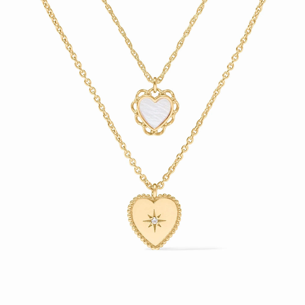 Julie Vos Exquisite Delicate Duo Heart Necklace for Women