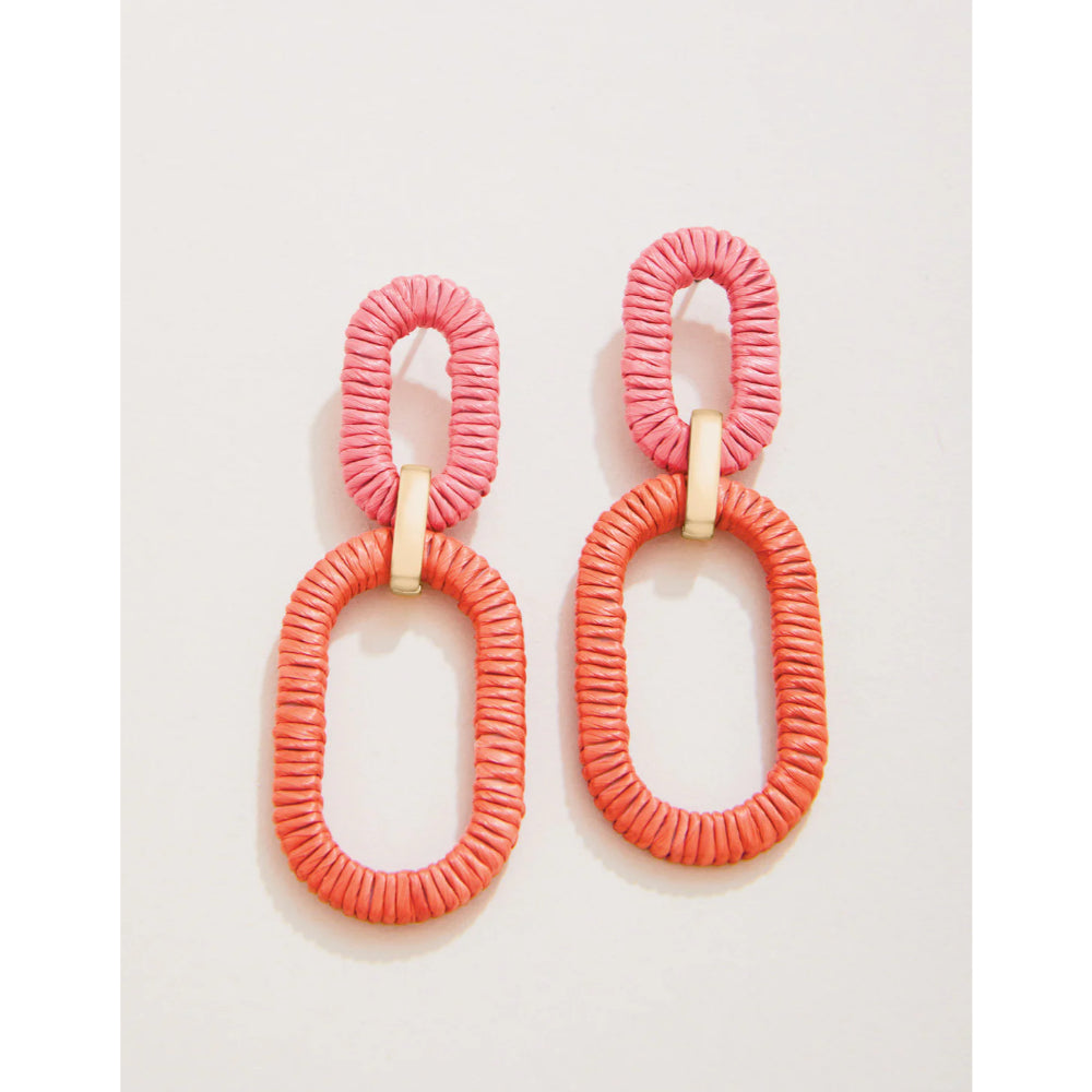 Stylish Red Spartina Straw Link Earrings for Fashionable Look