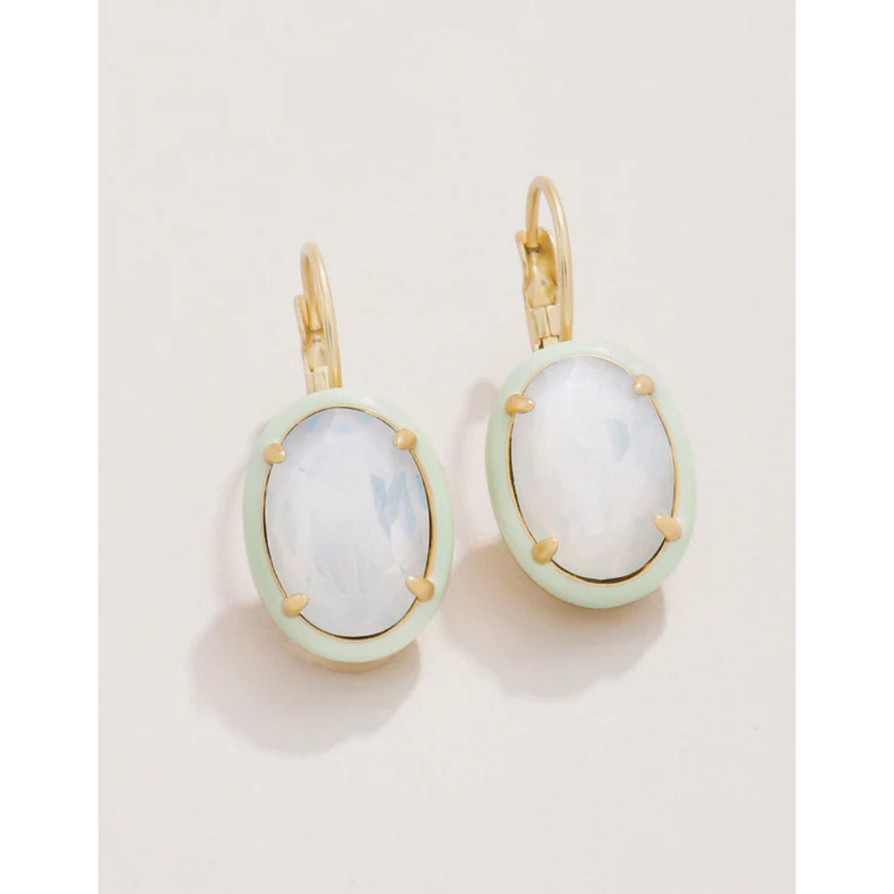 Spartina Women's Classic Clara Oval White Opal Glass Crystal Earrings with 18kt Matte Gold Plating