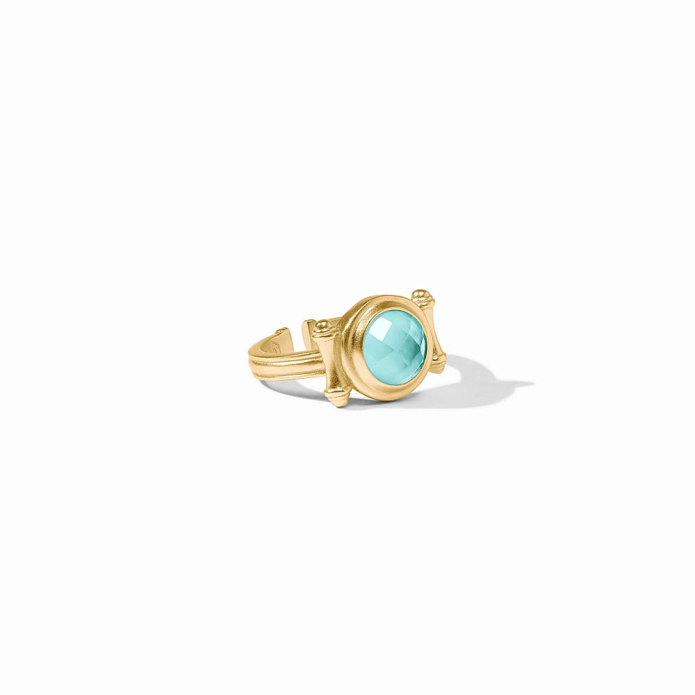 Julie Vos Adjustable Bamboo Stone Ring with 24K Gold Plate