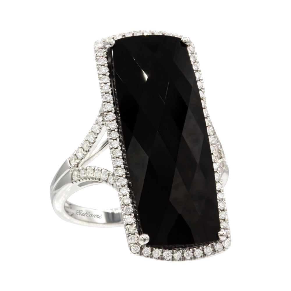 14k White Gold Bellarri Ring with 10.47 ct Black Onyx and 0.45 ct Diamonds