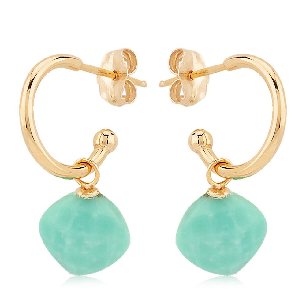 Exquisite 14k Gold Turquoise Drop Style Earrings for Women