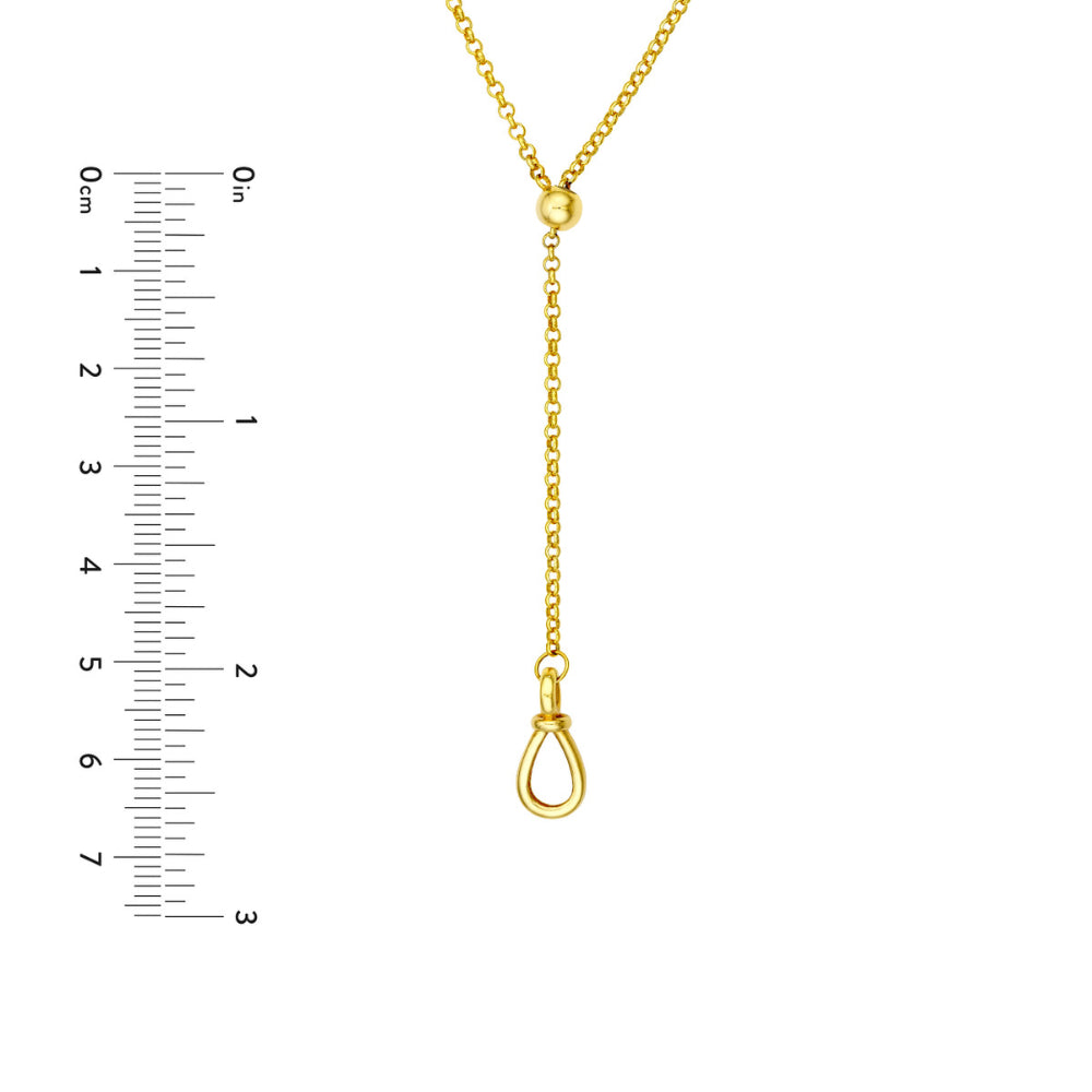 Adjustable 14k Gold Pull - Over Lariat Necklace for Women's Fashion Jewelry
