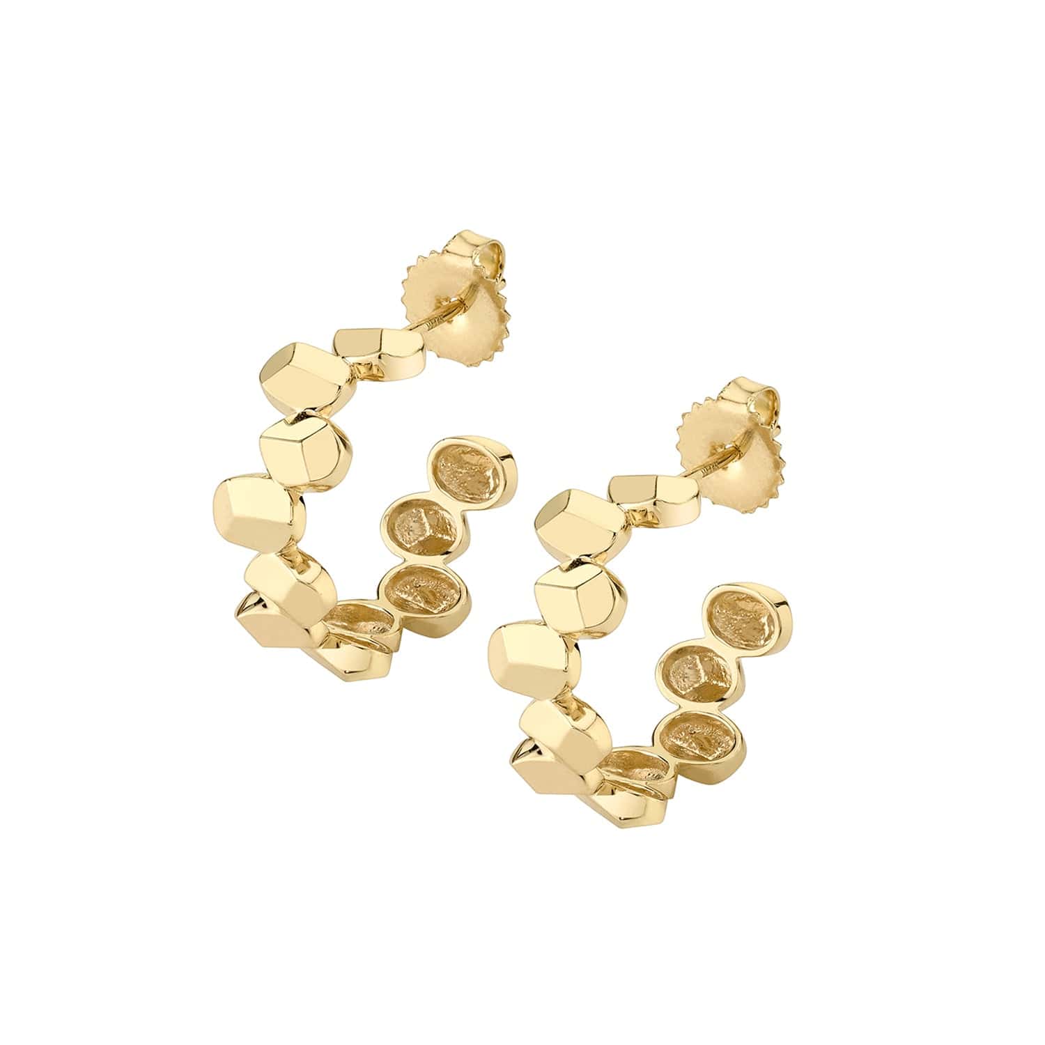 Michael M 14k Yellow Gold Large Hoop Earrings with Repeat Ovals Shape