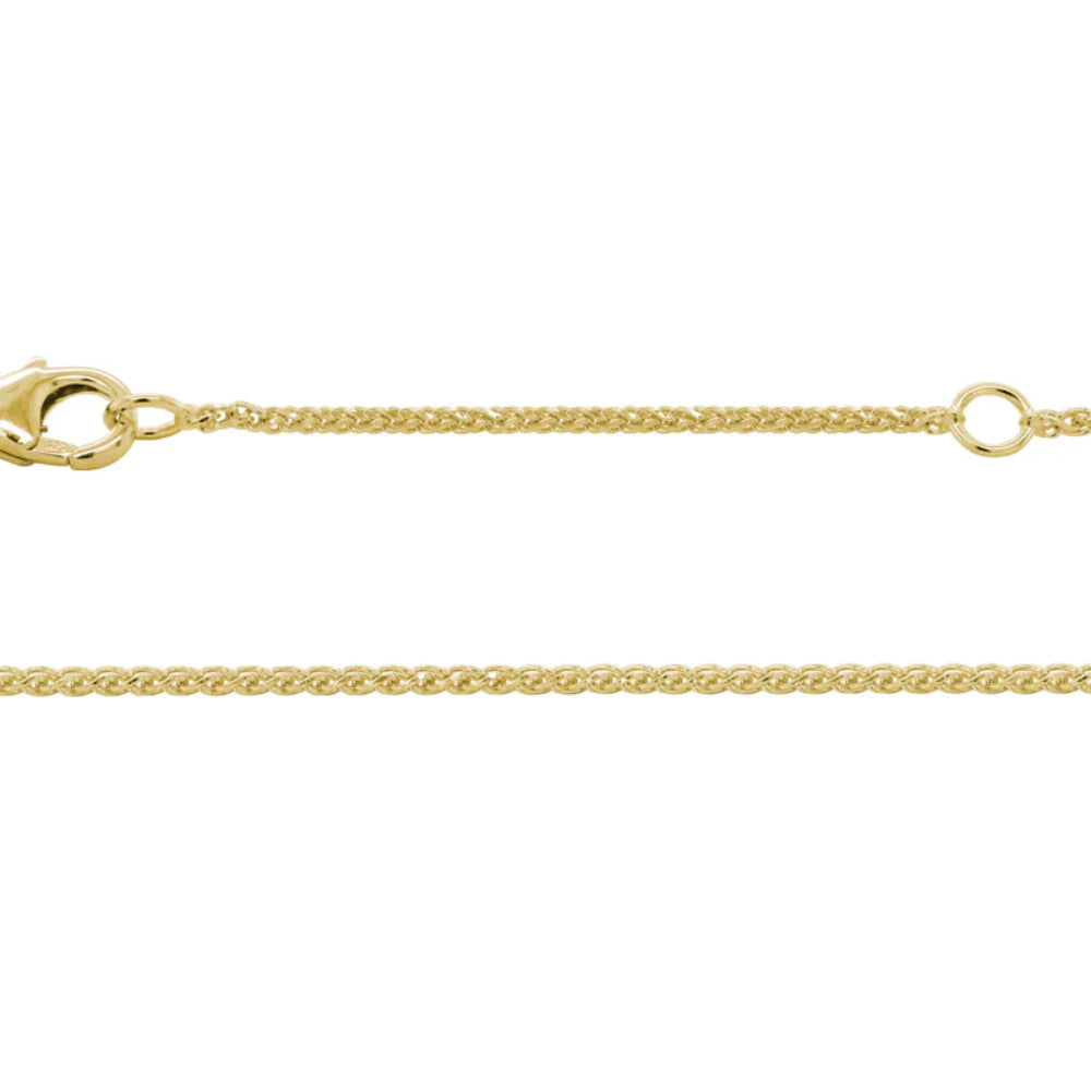 14k Gold Adjustable Diamond-Cut Wheat Chain with Lobster Clasp