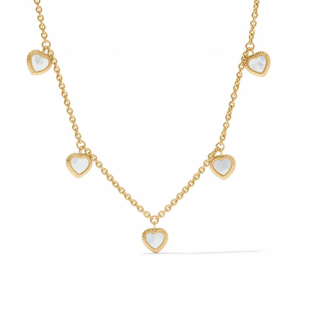 Julie Vos Delicate Mother of Pearl Heart Charm Necklace for Women - Elegant Jewelry Piece