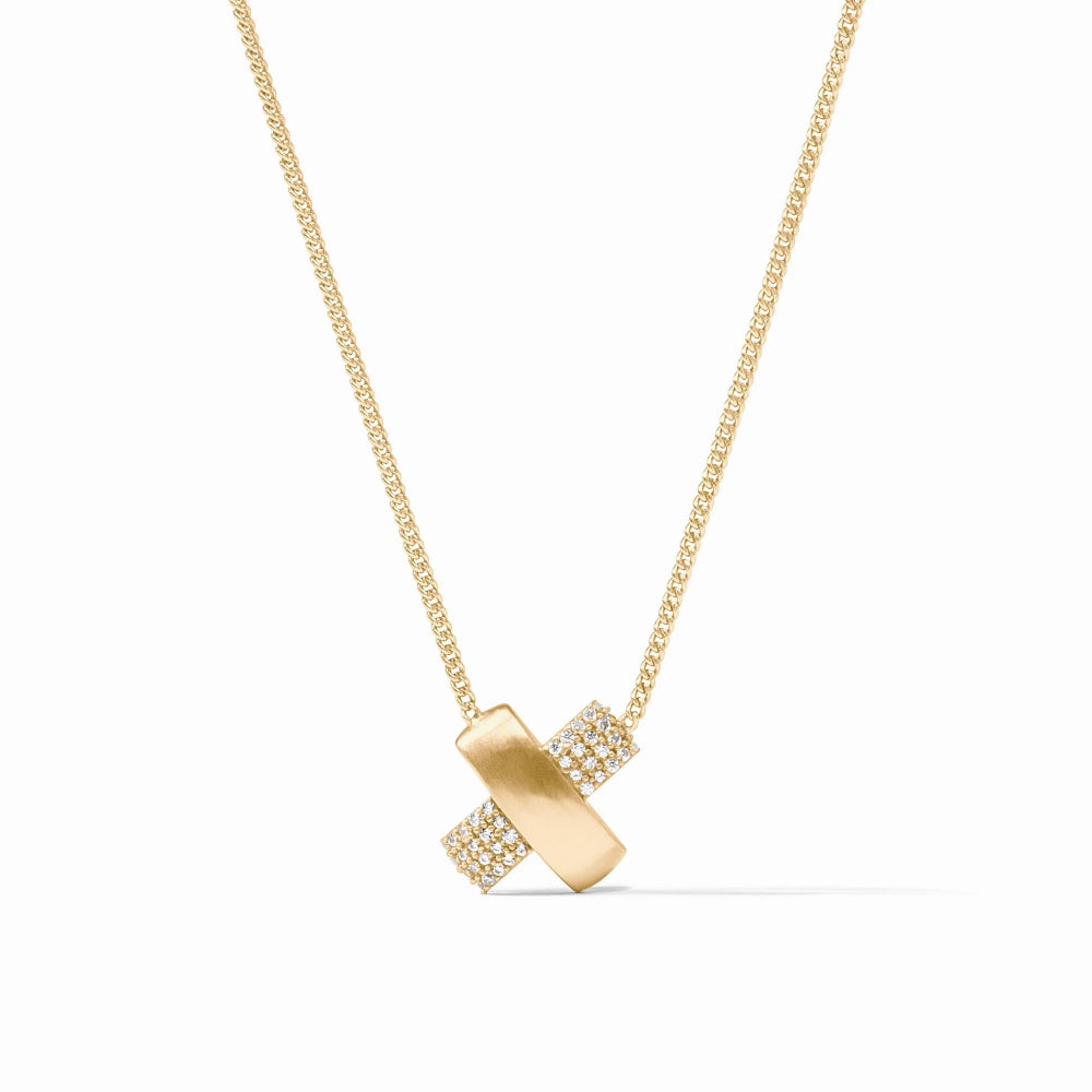 Julie Vos Catalina Delicate 24K Gold Plated X Pavé Necklace