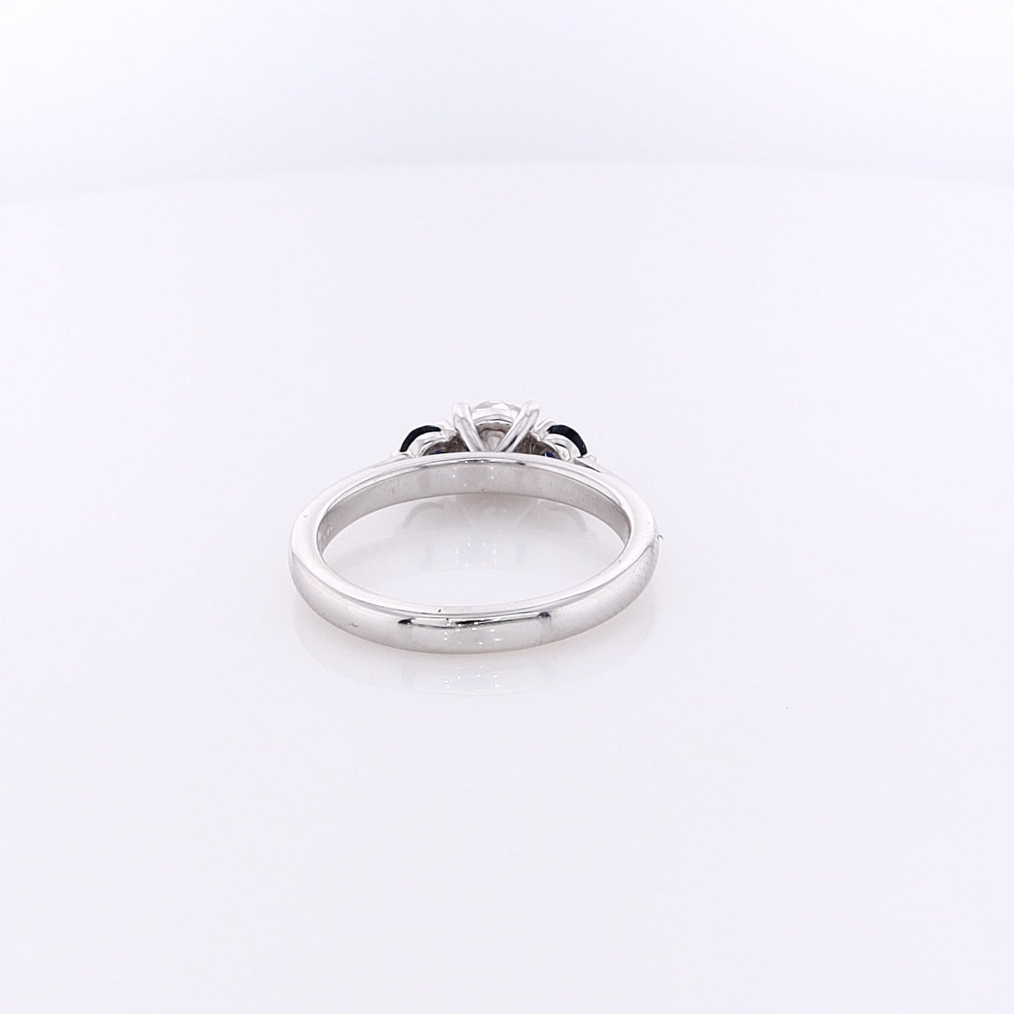 Estate 14 Karat White Gold Flyer Fit Style Diamond and Sapphire Engagement Ring for Women