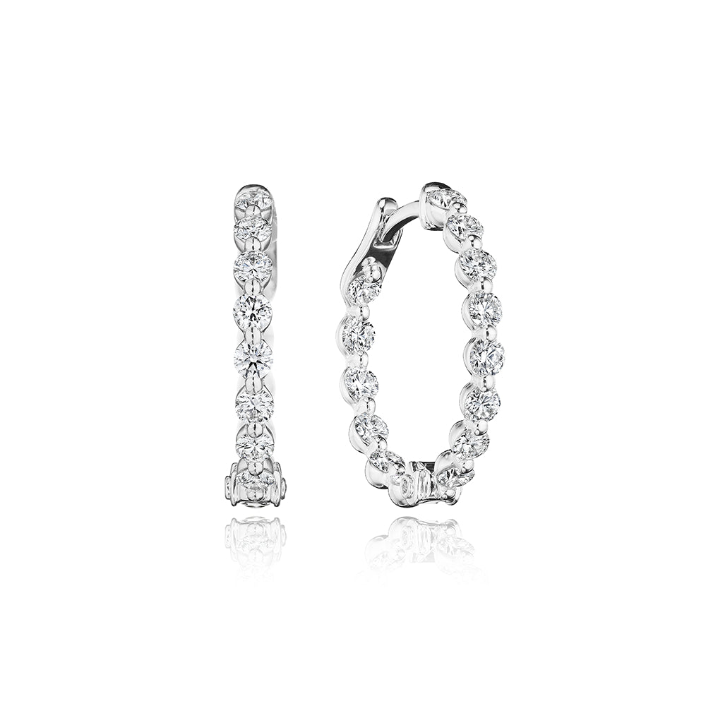 Verragio 18k White Gold Diamond Majesty Hoop Earrings with 1.80 Carats