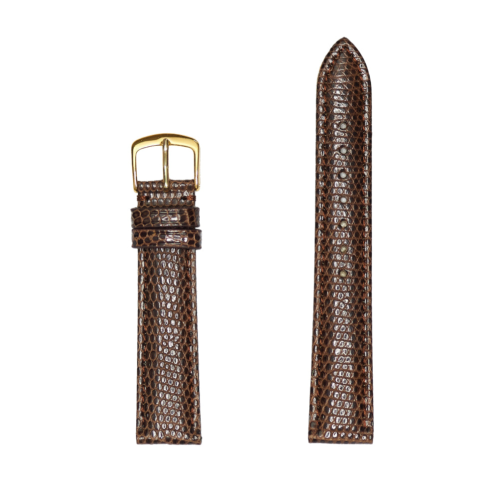 Men's Luxury Brown Genuine Java Lizard Leather Watch Band for Stylish Timepieces