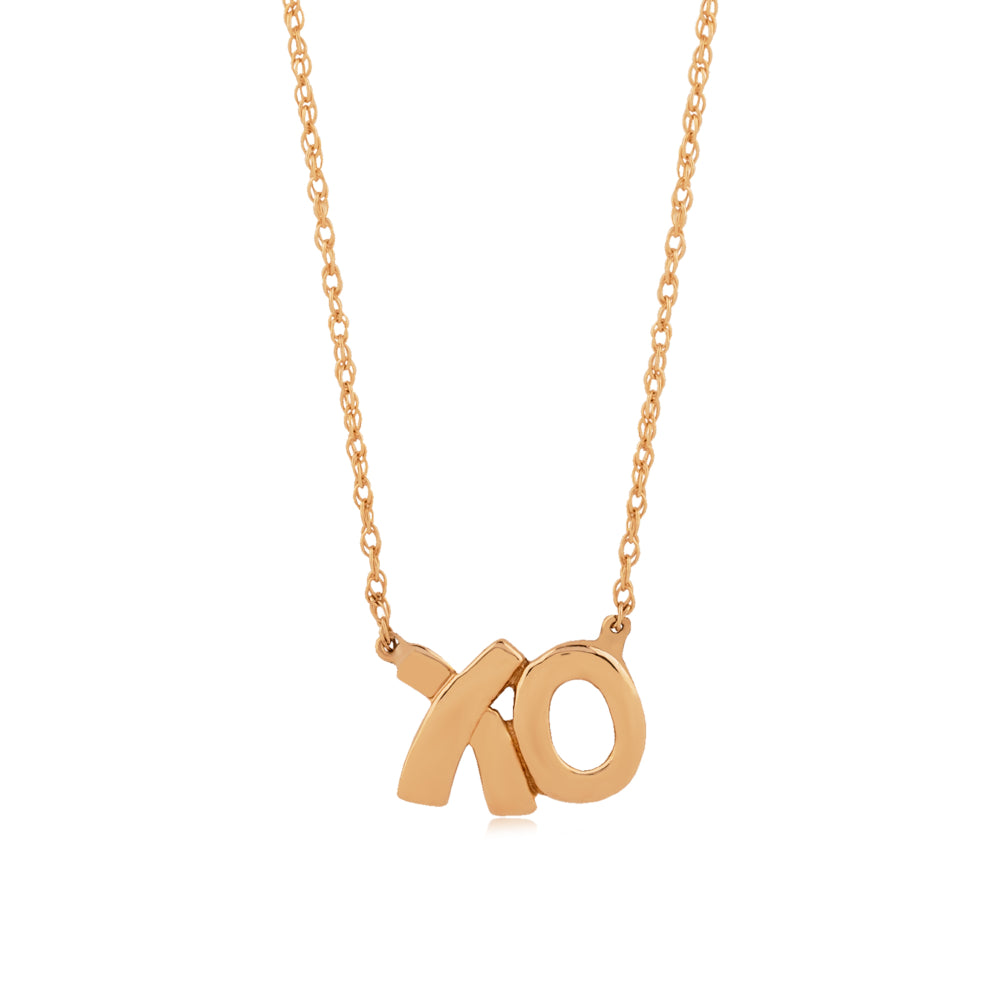 14k Yellow Gold 'XO' Pendant Necklace for Timeless Expression of Love