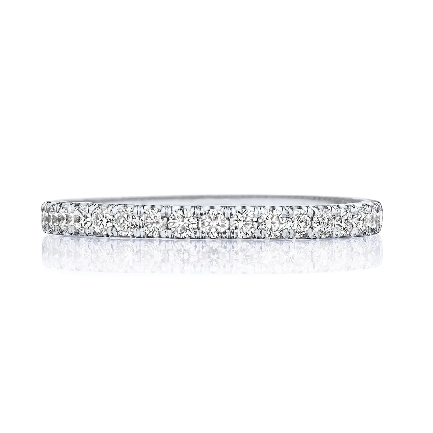 18W Tac Engagement and Wedding Band with Shared Prong Setting and .35TW Round GVS Diamonds