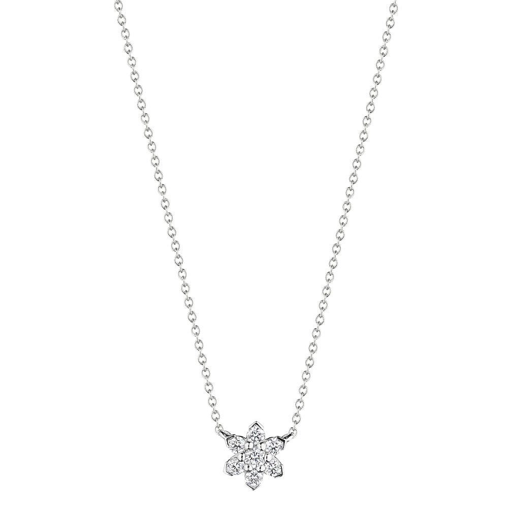 Verragio 18k White Gold Mini Star-Shaped Diamond Pendant Necklace for Elegant Wear