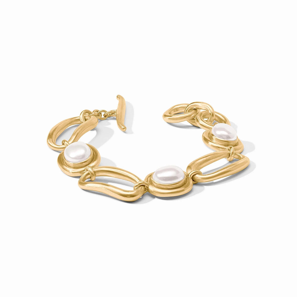 Julie Vos Iridescent Wave Stone Adjustable Bracelet with 24K Gold Plate