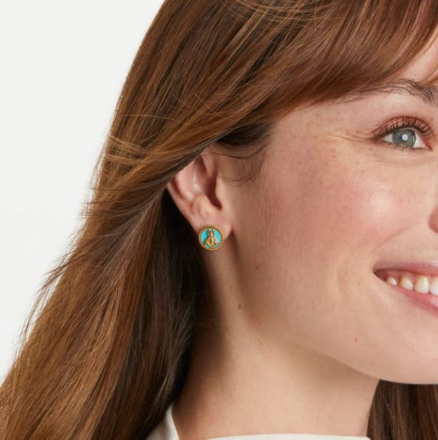 Julie Vos Gold-Plated Bee Cameo Stud Earrings, a Fine Piece of Jewelry
