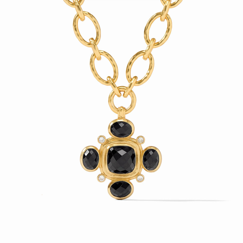 Julie Vos 24k Gold-Plated Tudor Statement Necklace with Gemstone and Pearls