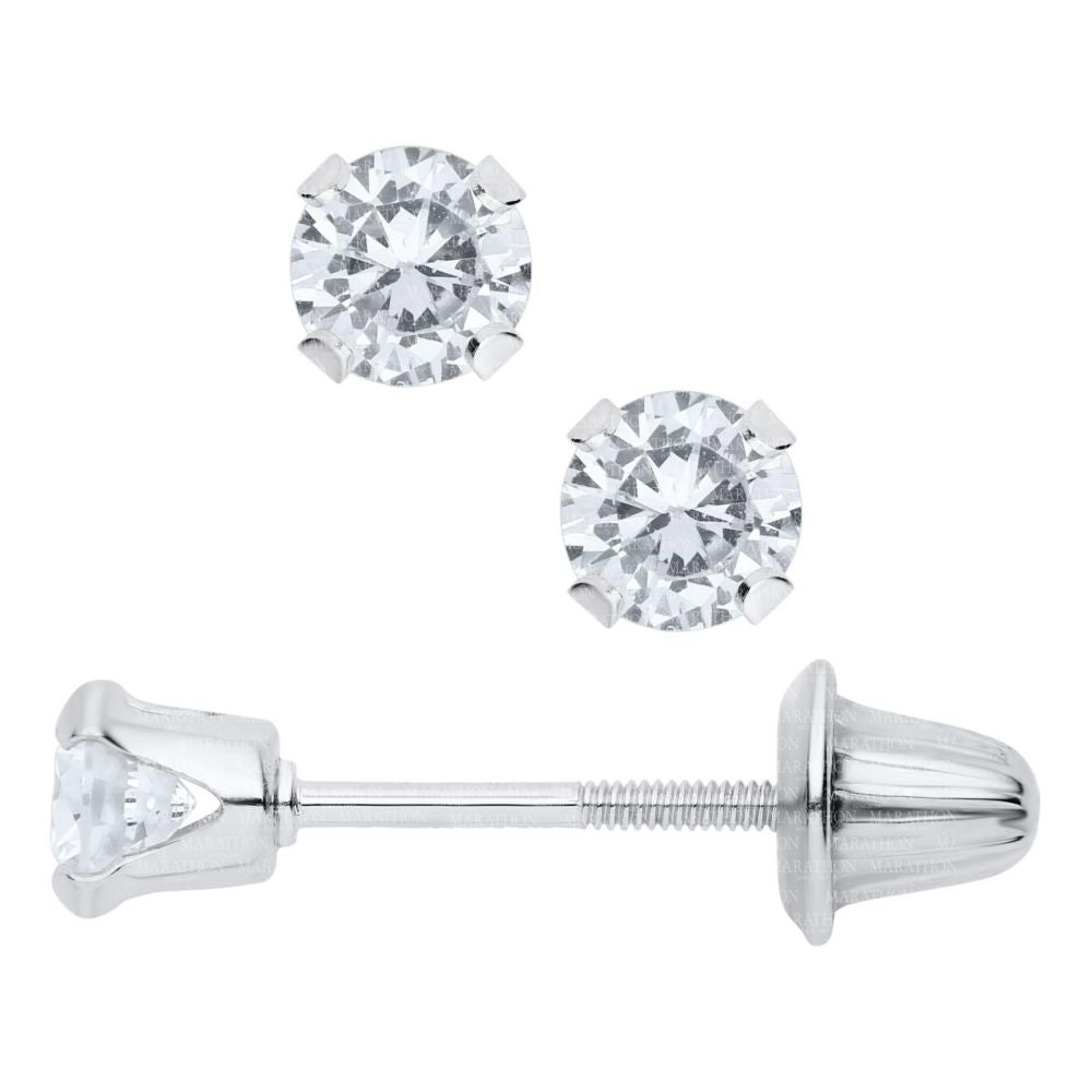 Exquisite 14k Gold-plated Cubic Zirconia Stud Earrings for Children