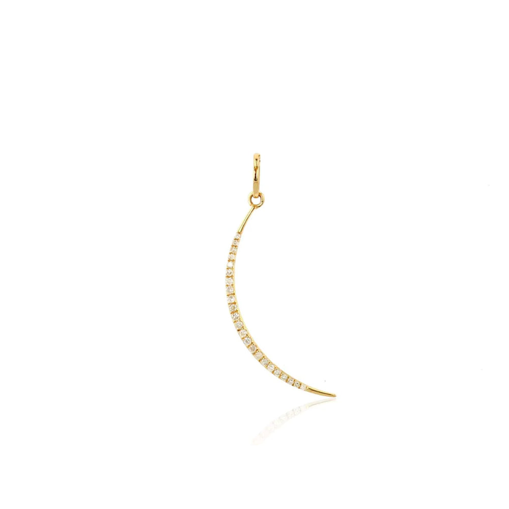 Exquisite 14k Gold Diamond Crescent Moon Pendant Charm for Daily Wear