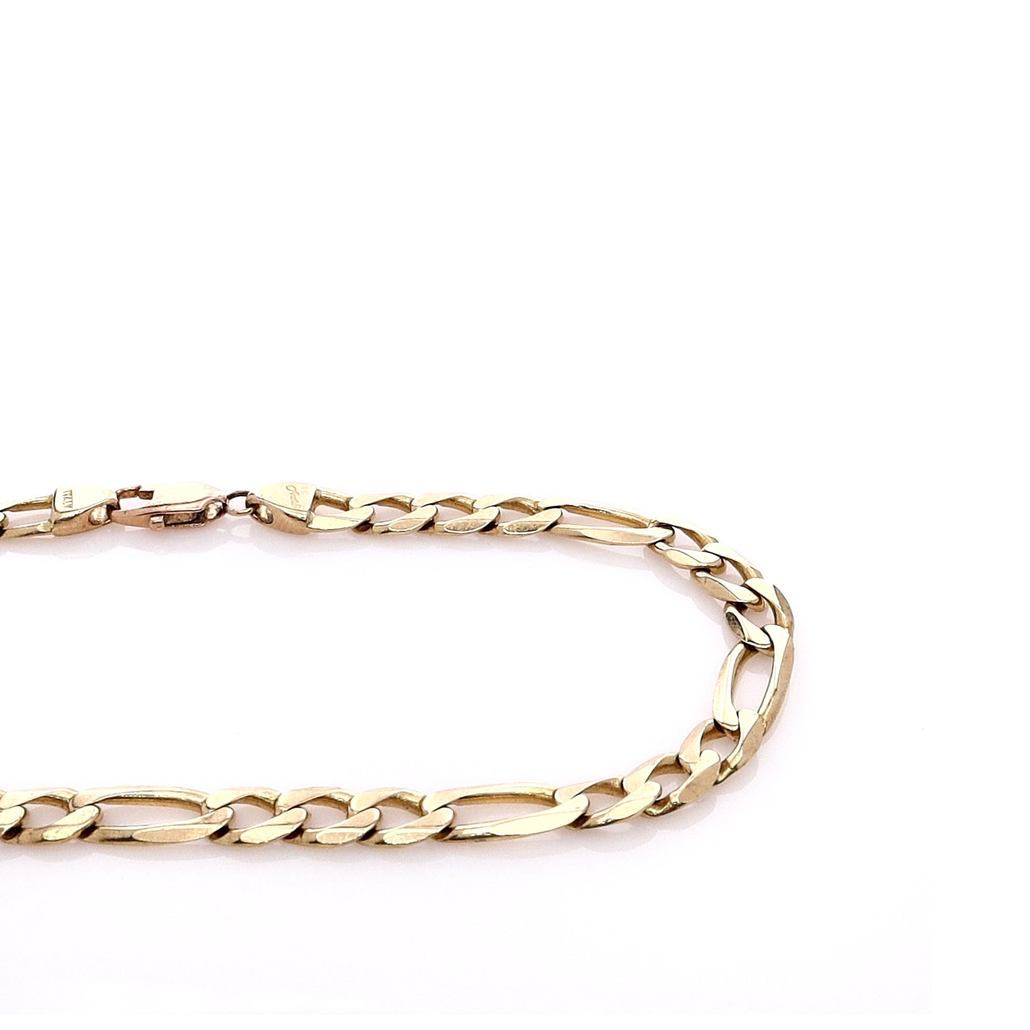 14k Yellow Gold 5.2mm Wide Figaro Chain Bracelet with 8.5 - inch Length