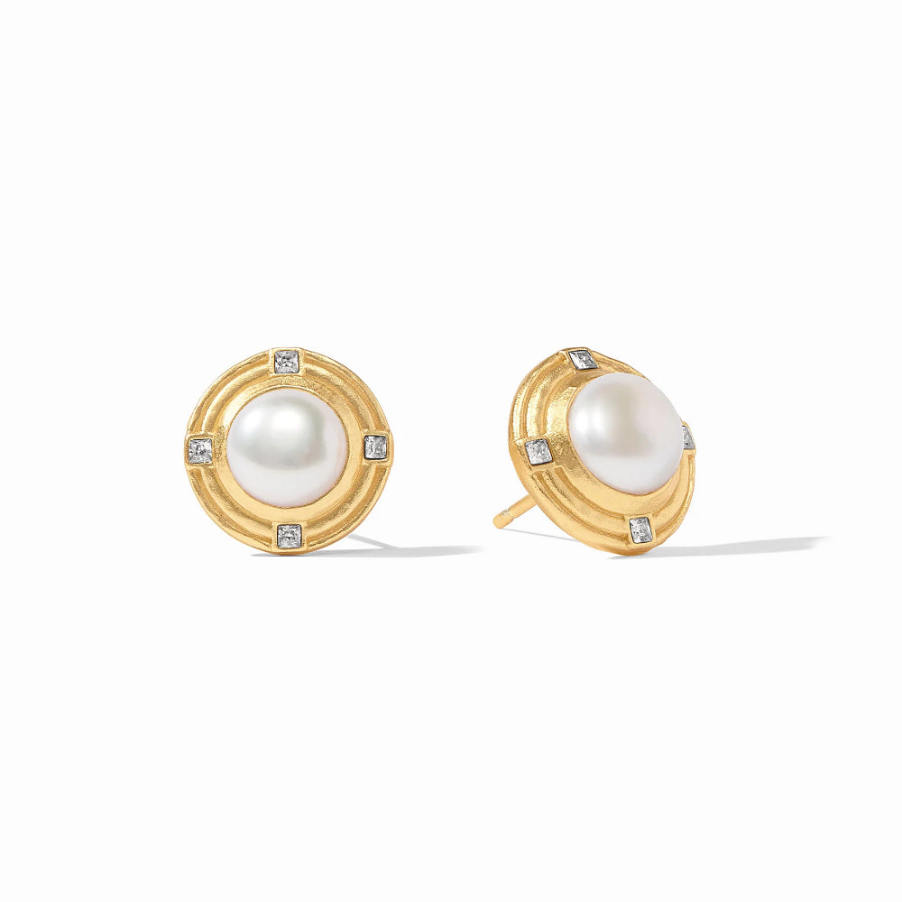 Julie Vos Astor Rose Cut Stone Studs in 24k Gold Plate
