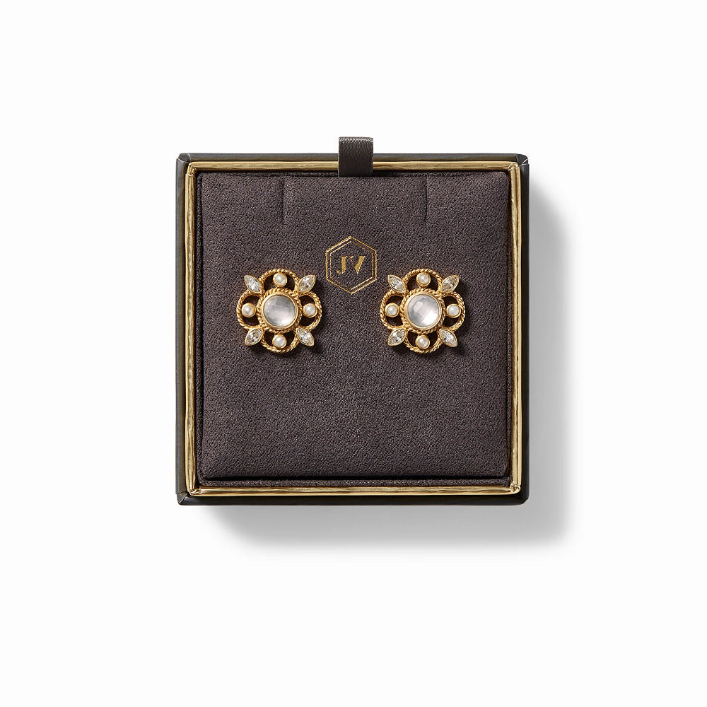 Julie Vos Iridescent Monaco Stud Earrings with Gemstones and Pearls