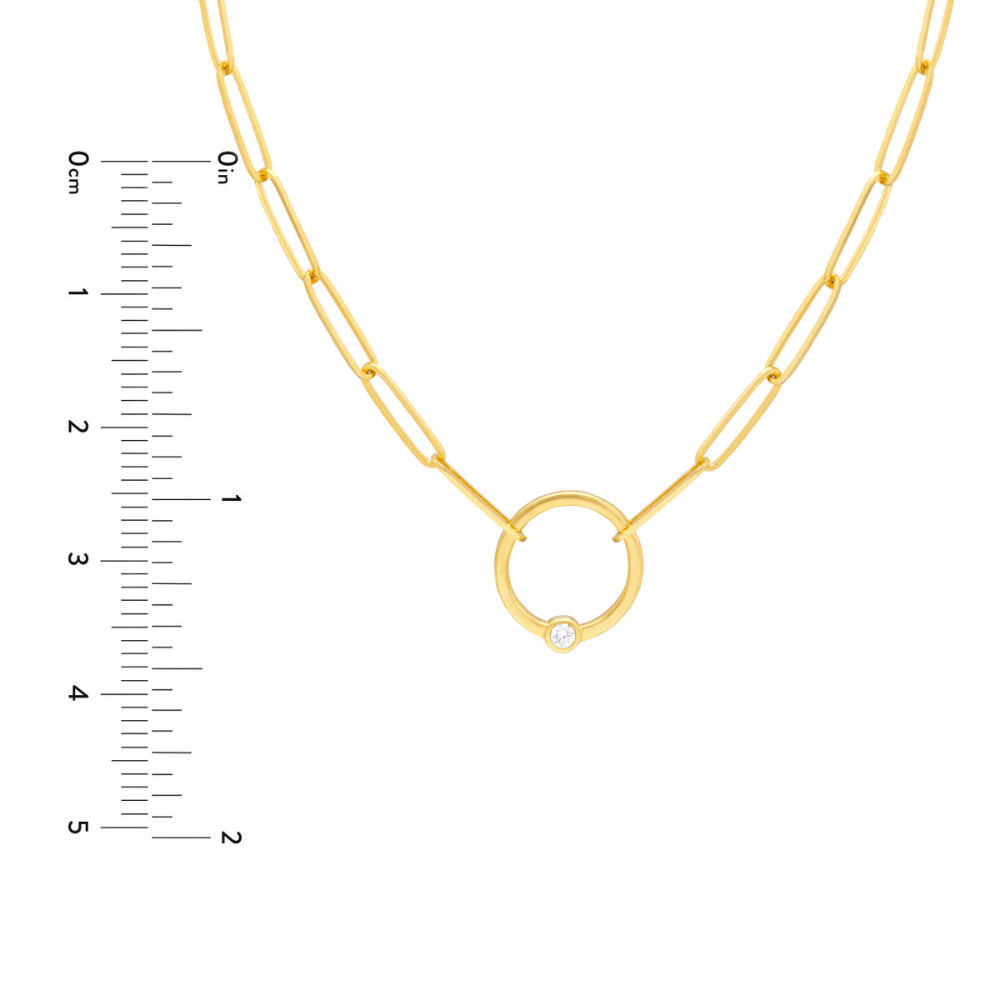 Exquisite 14k Gold Paper Clip Style Diamond Ring Necklace for Jewelry Lovers