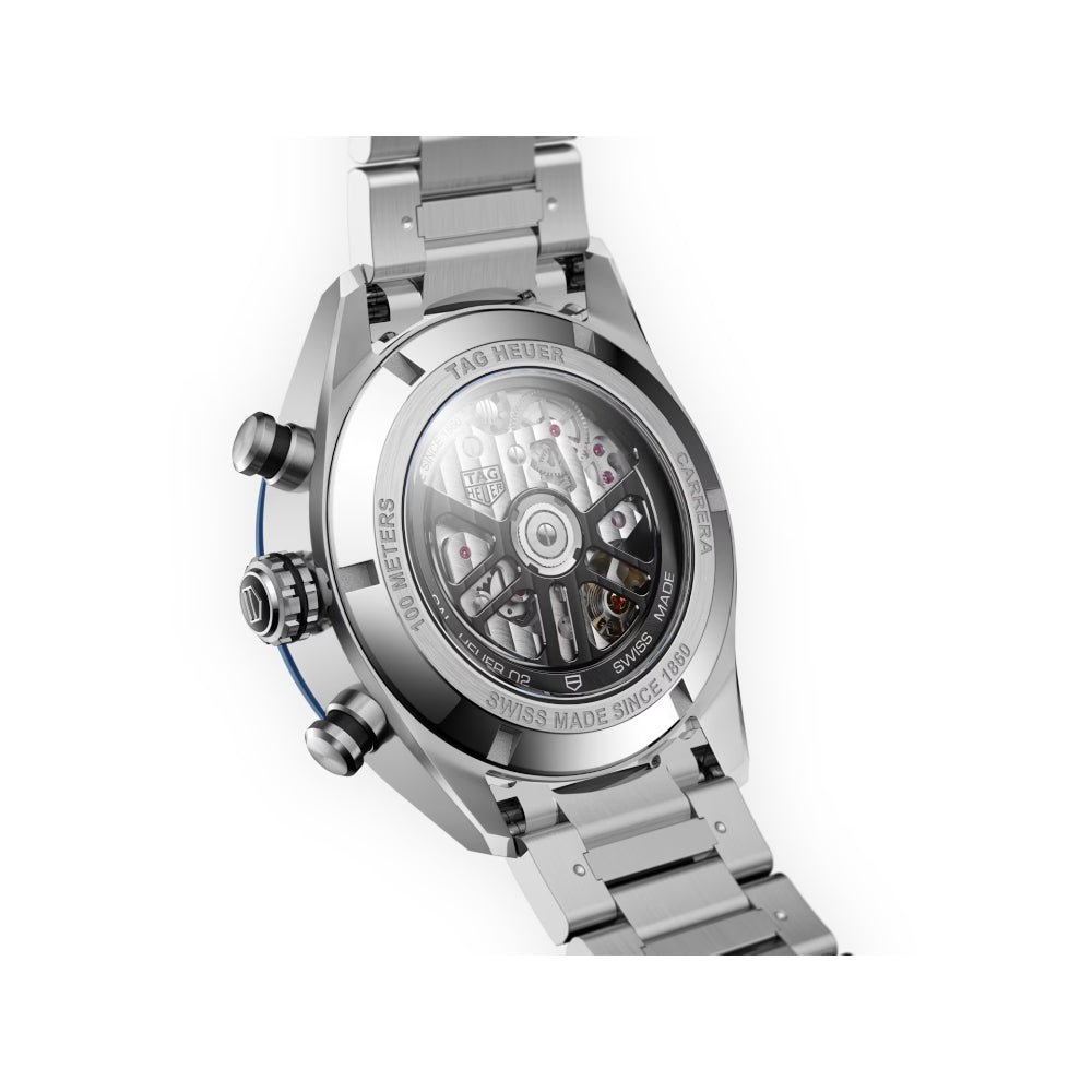 44mm Steel & Ceramic Tag Heuer Carrera Automatic Chronograph with Blue Dial