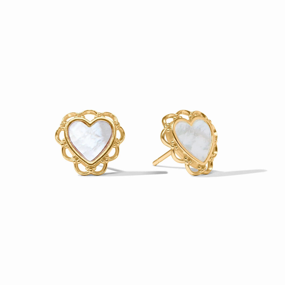 Julie Vos Fashionable Lace-Designed Heart Stud Earrings